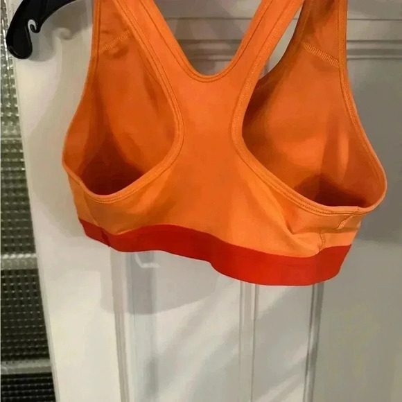 Nike Dri fit sports bra racer back orange with red trim size medium - Picture 3 of 6